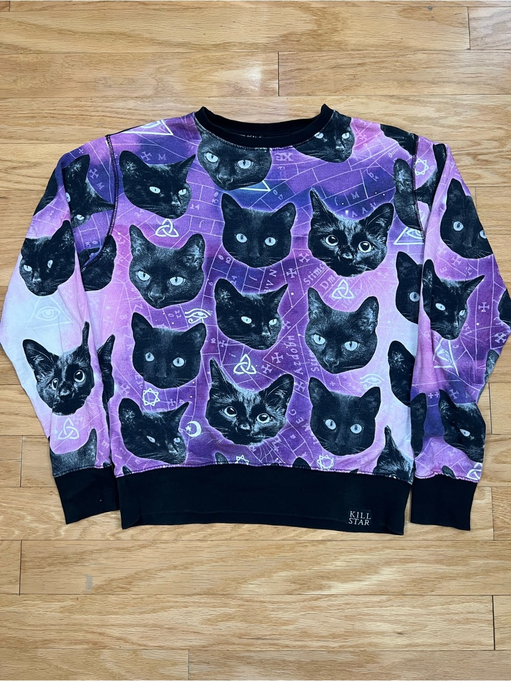 KILLSTAR Cat Lord Occult Cosmic Purple Keiko Cat Crewneck Sweatshirt Unisex